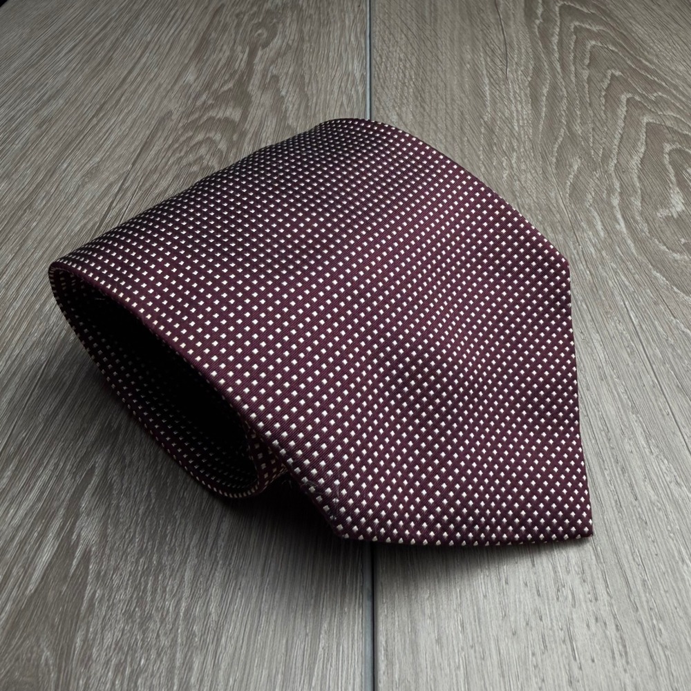 Brooks Brothers Men Tie Makers Silk Woven England Geometric Burgundy